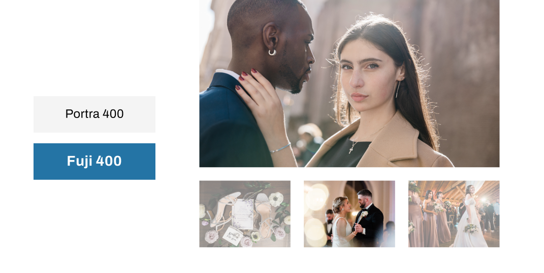 AI Style selection showing Portra 400 and Fuji 400